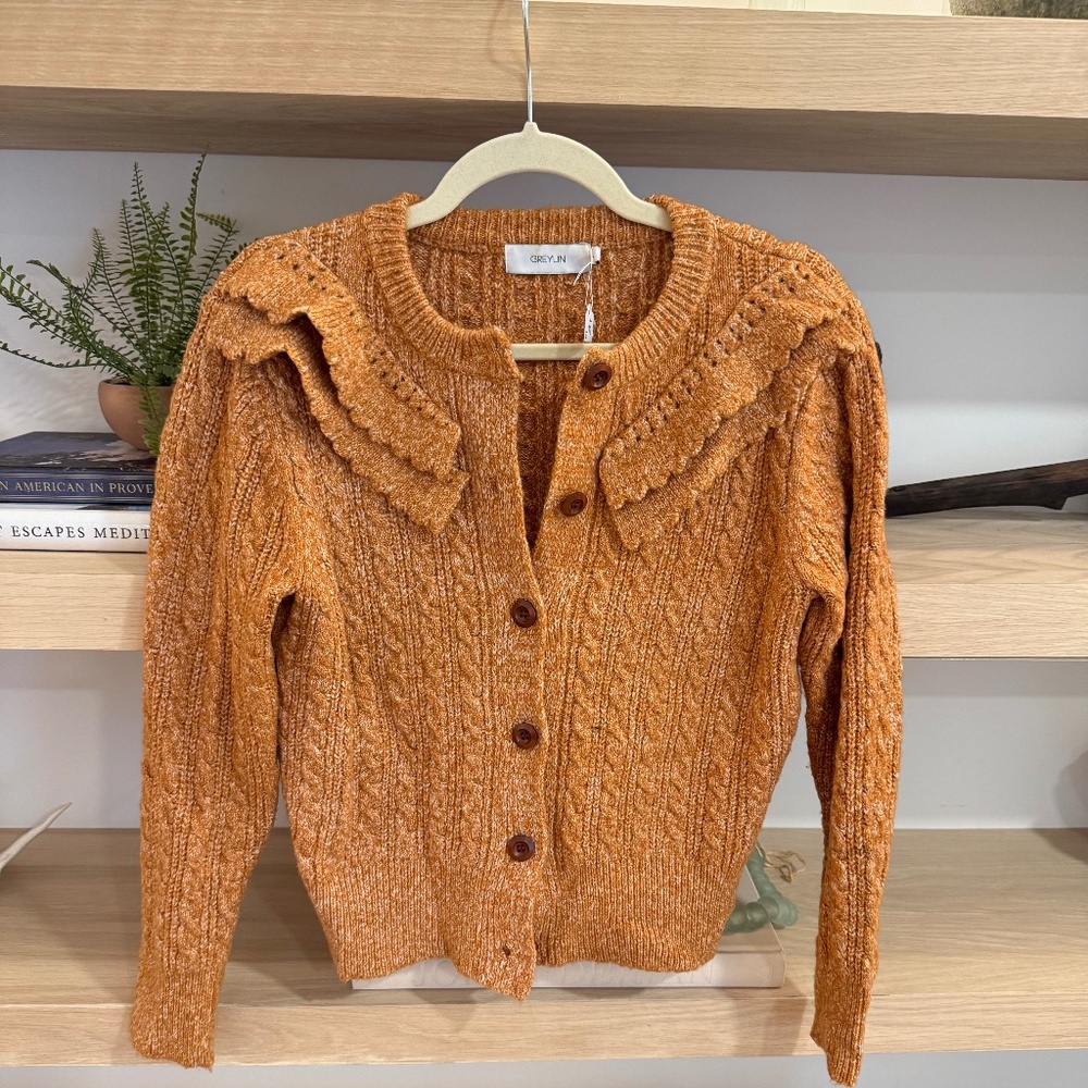 Greylin Vintage Style Burnt Orange Cardigan Sweater, Size Small - Picture 1 of 3